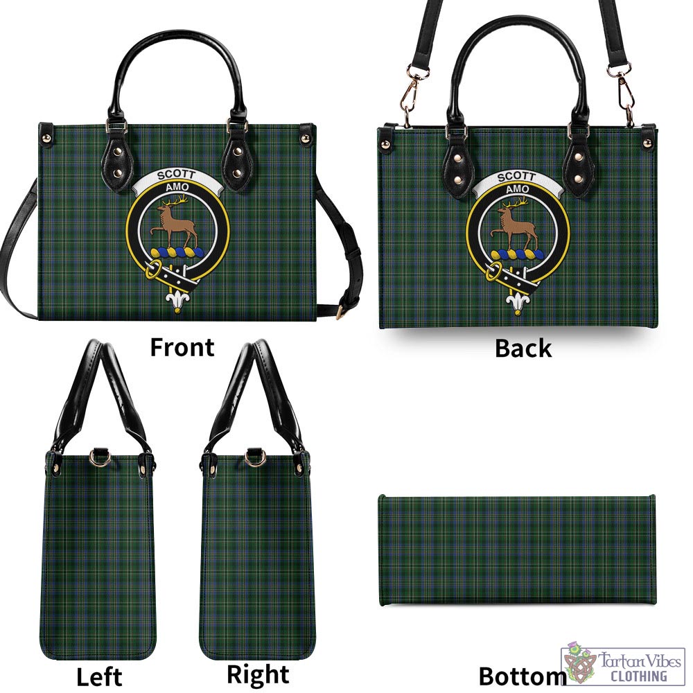 Tartan Vibes Clothing Scott Hunting Tartan Luxury Leather Handbags with Family Crest