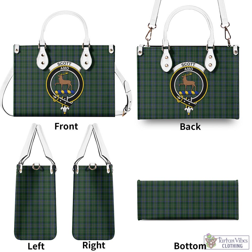 Tartan Vibes Clothing Scott Hunting Tartan Luxury Leather Handbags with Family Crest