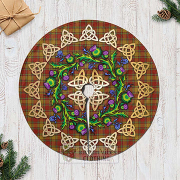 Scrymgeour Tartan Christmas Tree Skirt with Thistle Celtic Knot Style Casual Tree Skirts - Tartan Vibes Clothing