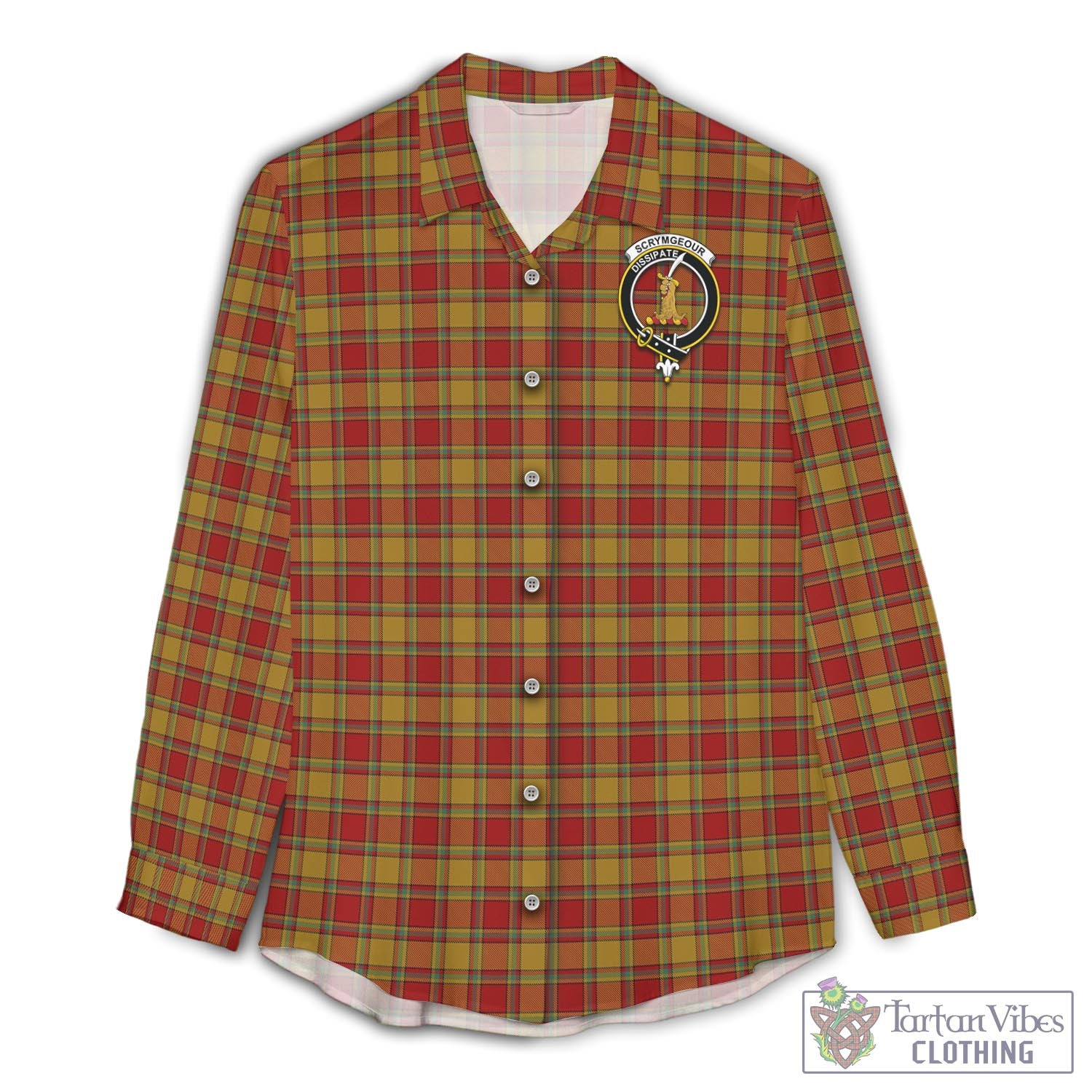 Tartan Vibes Clothing Scrymgeour Tartan Womens Casual Shirt with Family Crest