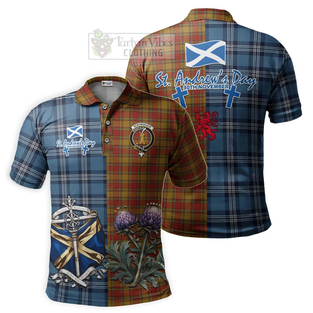 Tartan Vibes Clothing Scrymgeour Tartan Polo Shirt Happy St. Andrew's Day Half Tartan Style