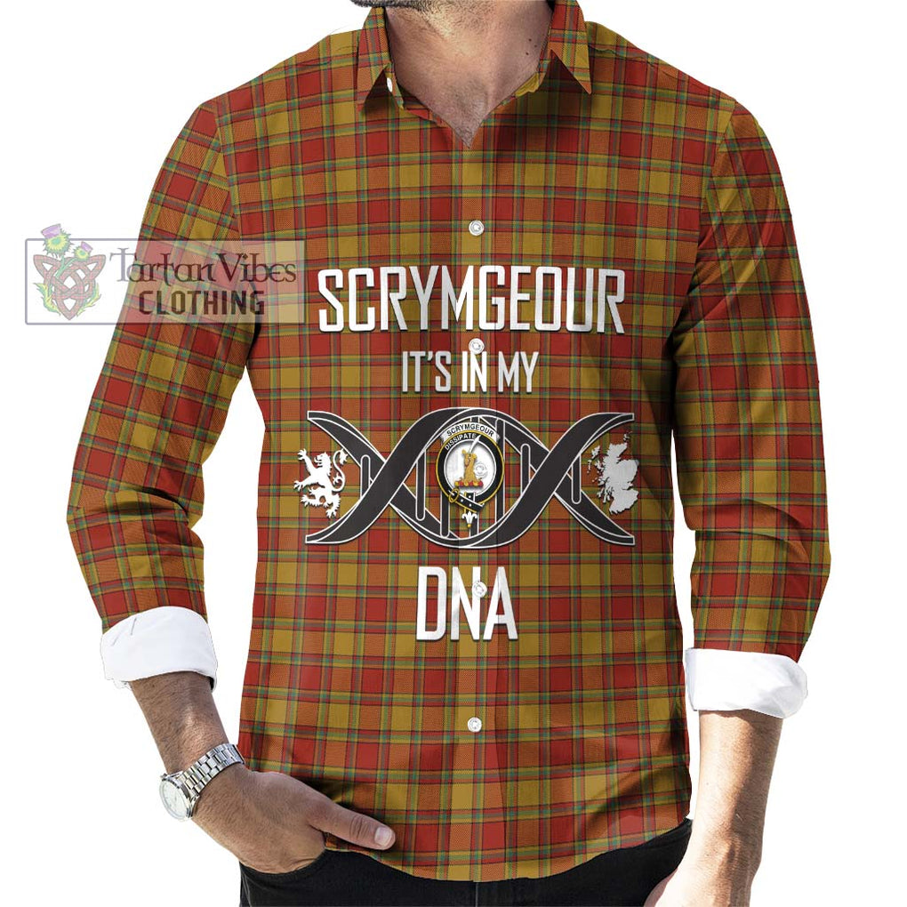 Scrymgeour Tartan Long Sleeve Button Shirt with Family Crest DNA In Me Style Men's Shirt S - Tartanvibesclothing Shop