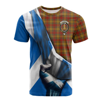 Scrymgeour Tartan Cotton T-shirt with Family Crest Scotland Patriotic Style