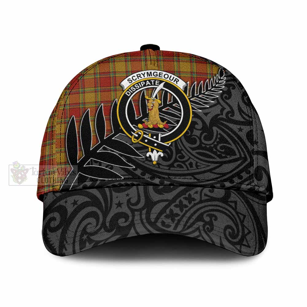 Tartan Vibes Clothing Scrymgeour Tartan Classic Cap with New Zealand Silver Fern Half Style