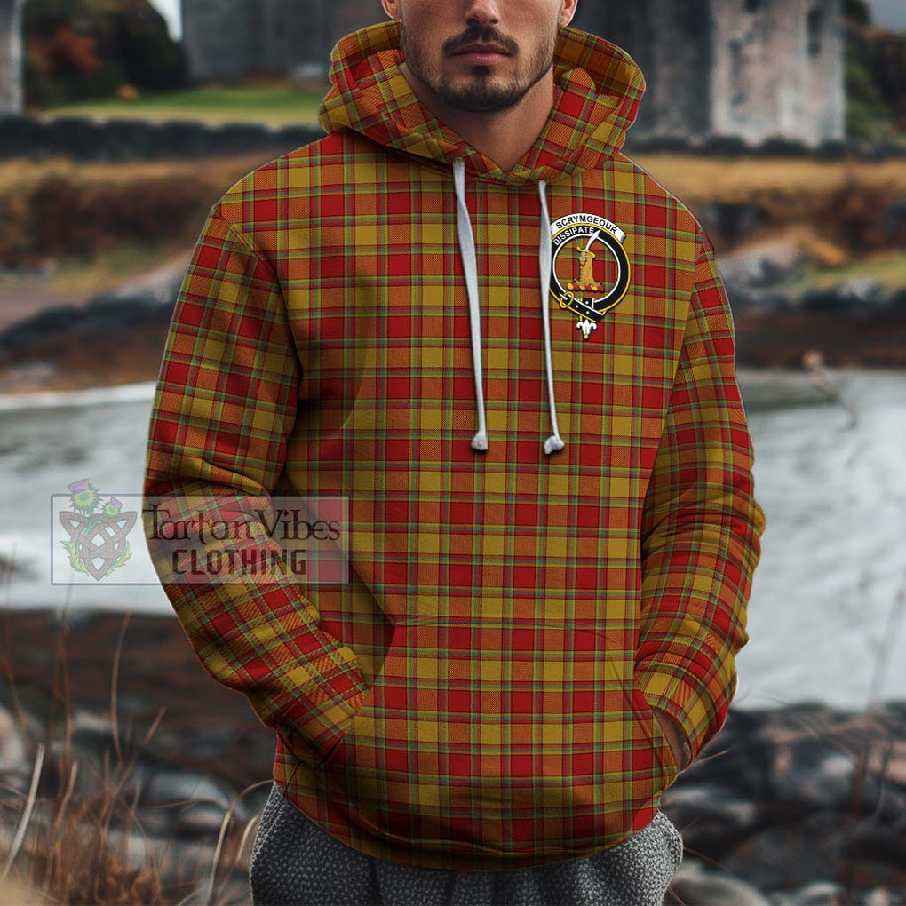 Scrymgeour Tartan Cotton Hoodie with Family Crest Pullover Hoodie XS - Tartan Vibes Clothing