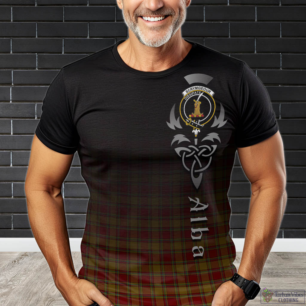 Tartan Vibes Clothing Scrymgeour Tartan T-Shirt Featuring Alba Gu Brath Family Crest Celtic Inspired