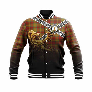 Scrymgeour Crest Tartan Baseball Jacket with Golden Lion Emblem Celtic Style Unisex - Tartan Vibes Clothing