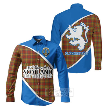 Scrymgeour Family Crest Tartan Long Sleeve Button Shirt Celebrate Saint Andrew's Day in Style