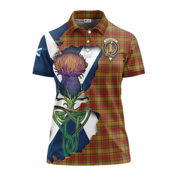 Scrymgeour Tartan Family Crest Women's Polo Shirt Scottish Thistle Celtic Inspired Women - Tartan Vibes Clothing