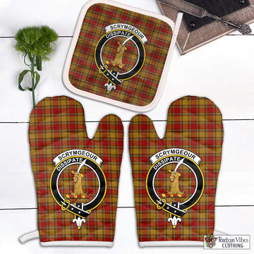 Scrymgeour Tartan Combo Oven Mitt & Pot-Holder with Family Crest White - Tartan Vibes Clothing