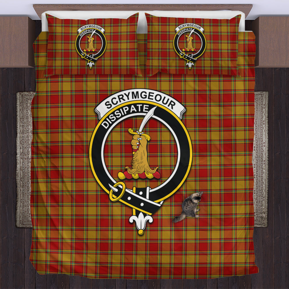 Scrymgeour Tartan Bedding Set with Family Crest US Bedding Set - Tartan Vibes Clothing