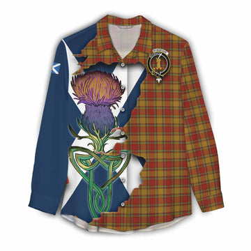 Scrymgeour Tartan Family Crest Women's Casual Shirt Scottish Thistle Celtic Inspired Female - Tartan Vibes Clothing