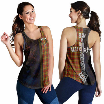 Scrymgeour Tartan Family Crest Women's Racerback Tanks Alba Gu Brath Be Brave Lion Ancient Style 4XL - Tartan Vibes Clothing