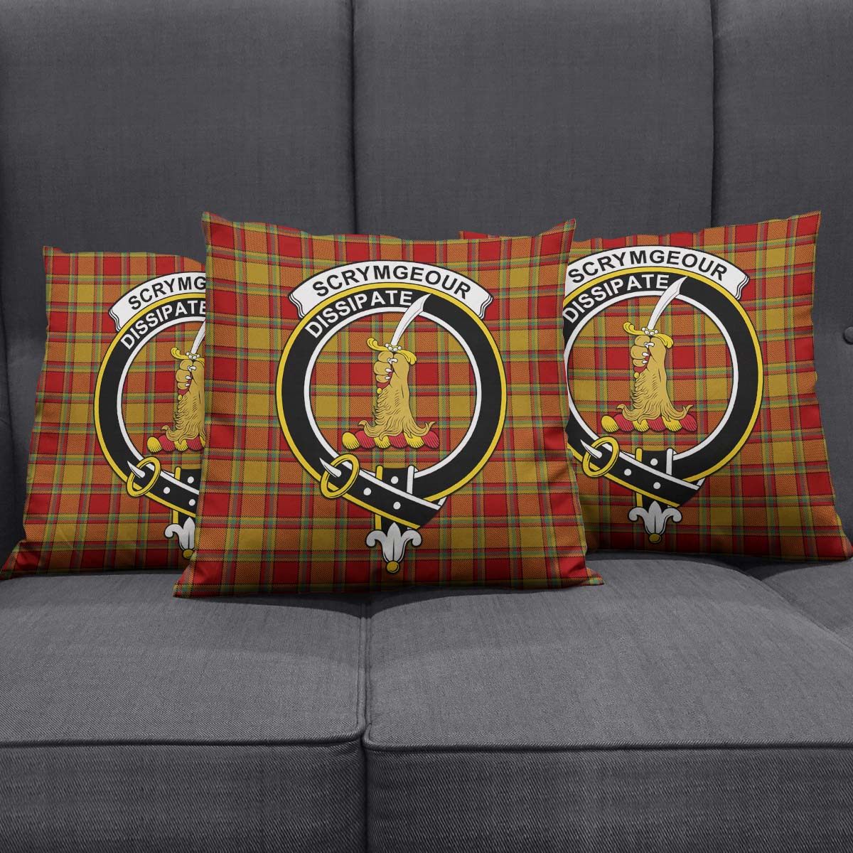 Scrymgeour Tartan Pillow Cover with Family Crest Square Pillow Cover - Tartanvibesclothing