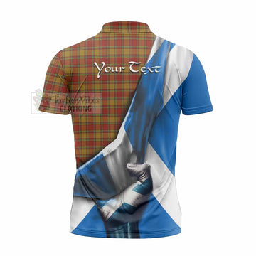 Scrymgeour Tartan Zipper Polo Shirt with Family Crest Scotland Patriotic Style