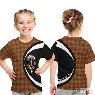 Scrymgeour Tartan Kid T-Shirt with Family Crest Circle Style