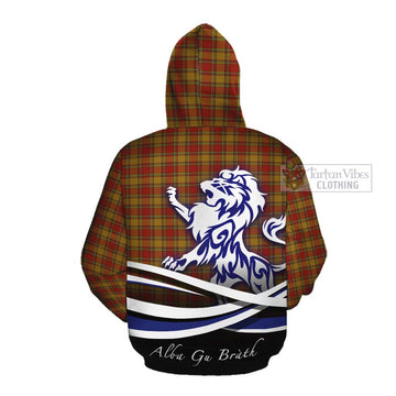 Scrymgeour Tartan Cotton Hoodie with Alba Gu Brath Regal Lion Emblem Pullover Hoodie - Tartan Vibes Clothing