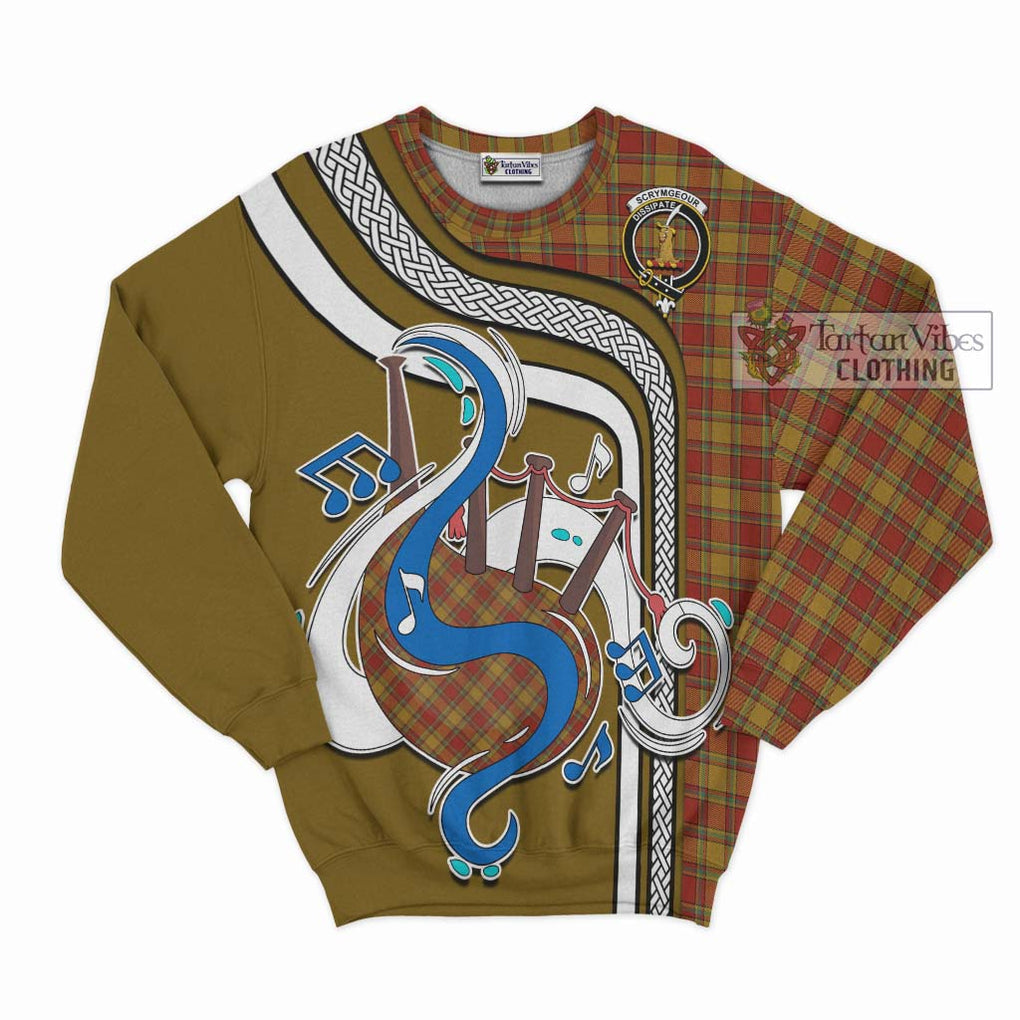 Tartan Vibes Clothing Scrymgeour Tartan Sweatshirt with Epic Bagpipe Style