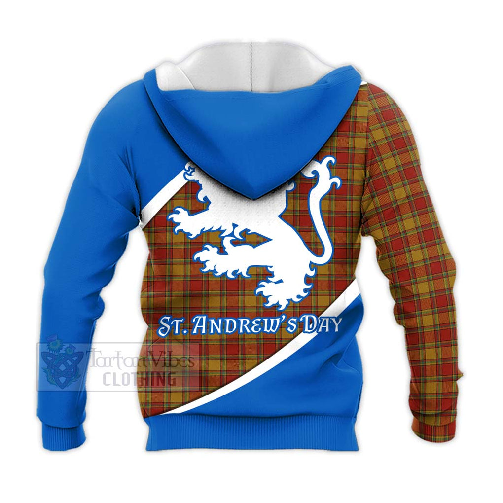 Tartan Vibes Clothing Scrymgeour Family Crest Tartan Knitted Hoodie Celebrate Saint Andrew's Day in Style