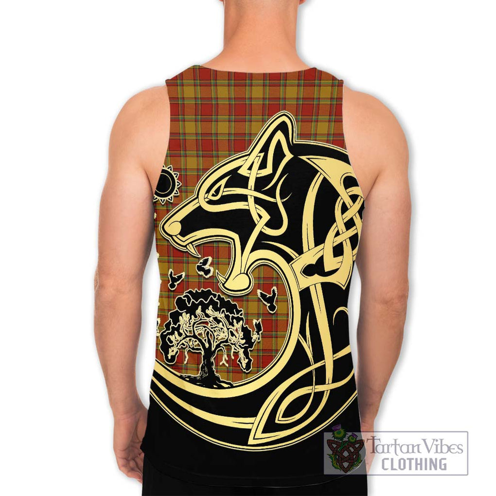 Scrymgeour Tartan Men's Tank Top with Family Crest Celtic Wolf Style - Tartan Vibes Clothing