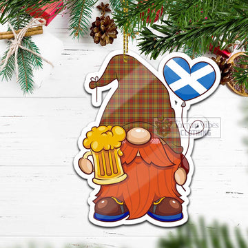 Scrymgeour Tartan Gnome Holding Beer Glass Christmas Ornament with Personalized National Flag