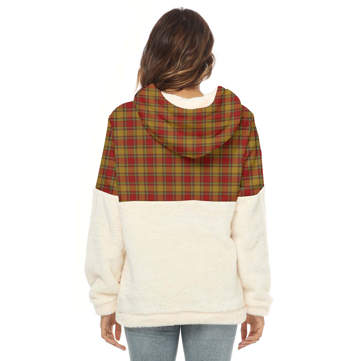 Scrymgeour Tartan Women's Borg Fleece Hoodie With Half Zip - Tartan Vibes Clothing