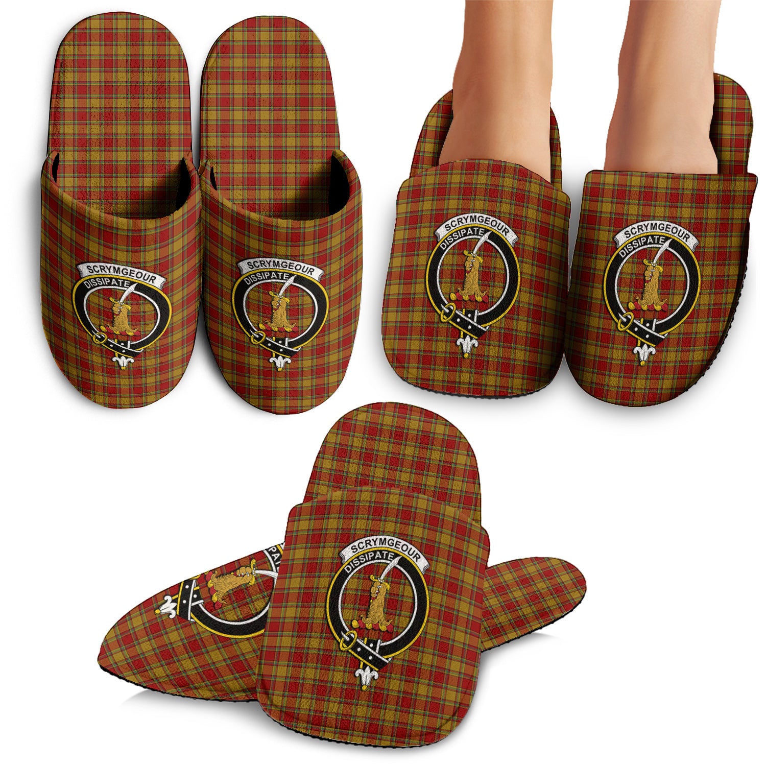 Scrymgeour Tartan Home Slippers with Family Crest - Tartan Vibes Clothing