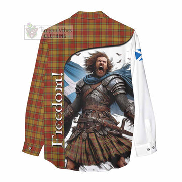 Scrymgeour Crest Tartan Women's Casual Shirt Inspired by the Freedom of Scottish Warrior