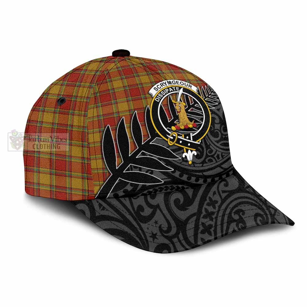 Tartan Vibes Clothing Scrymgeour Tartan Classic Cap with New Zealand Silver Fern Half Style