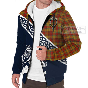 Scrymgeour Tartan Sherpa Hoodie Featuring Thistle and Scotland Map