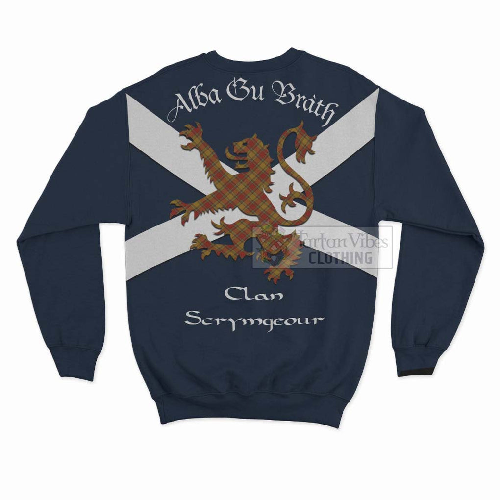 Tartan Vibes Clothing Scrymgeour Tartan Lion Rampant Sweatshirt – Proudly Display Your Heritage with Alba Gu Brath and Clan Name