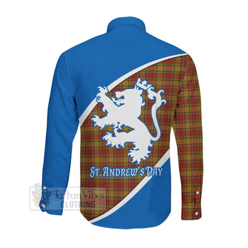 Scrymgeour Family Crest Tartan Long Sleeve Button Shirt Celebrate Saint Andrew's Day in Style