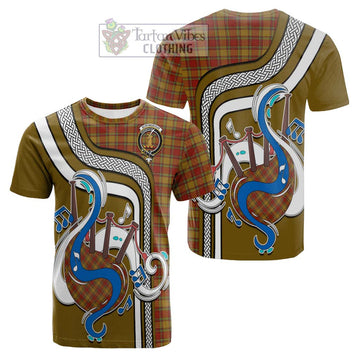 Scrymgeour Tartan Cotton T-shirt with Epic Bagpipe Style