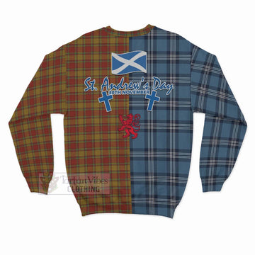 Scrymgeour Tartan Sweatshirt Happy St. Andrew's Day Half Tartan Style