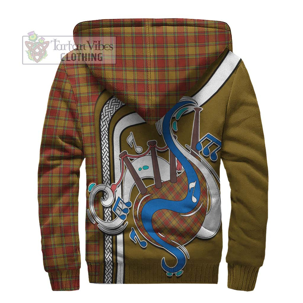 Scrymgeour Tartan Sherpa Hoodie with Epic Bagpipe Style - Tartanvibesclothing Shop