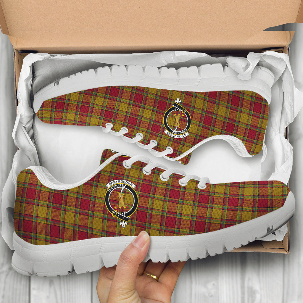 Scrymgeour Tartan Sneakers with Family Crest - Tartan Vibes Clothing