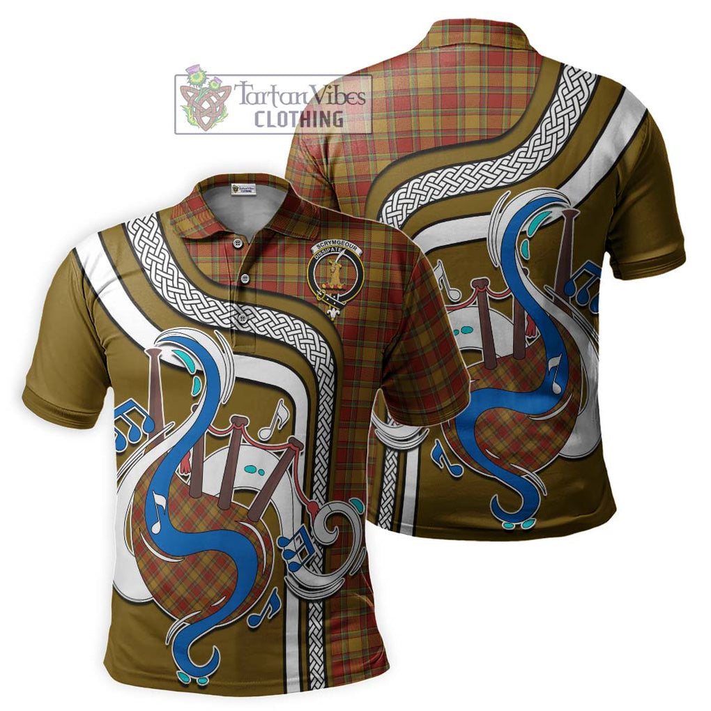 Tartan Vibes Clothing Scrymgeour Tartan Polo Shirt with Epic Bagpipe Style