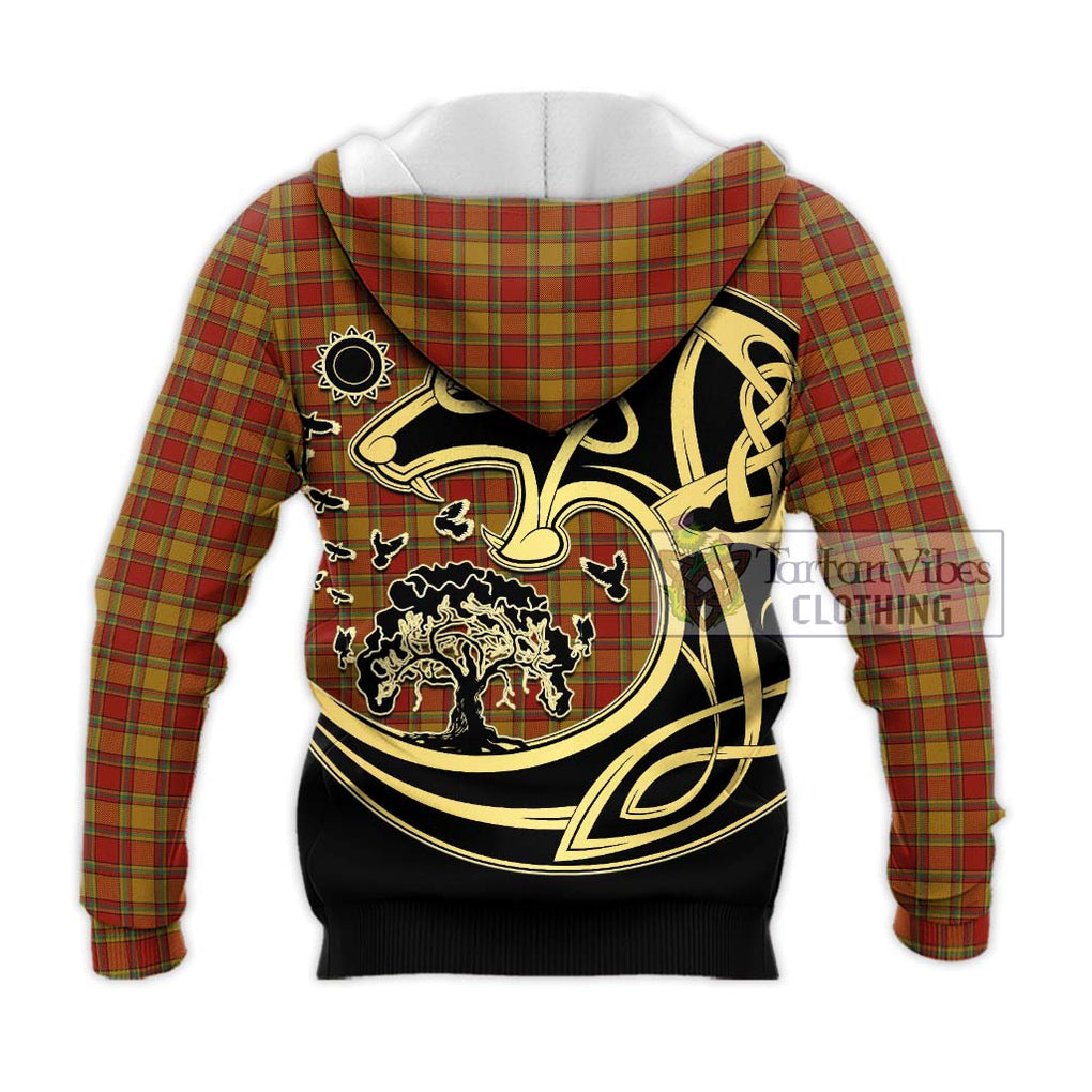 Scrymgeour Tartan Knitted Hoodie with Family Crest Celtic Wolf Style - Tartan Vibes Clothing