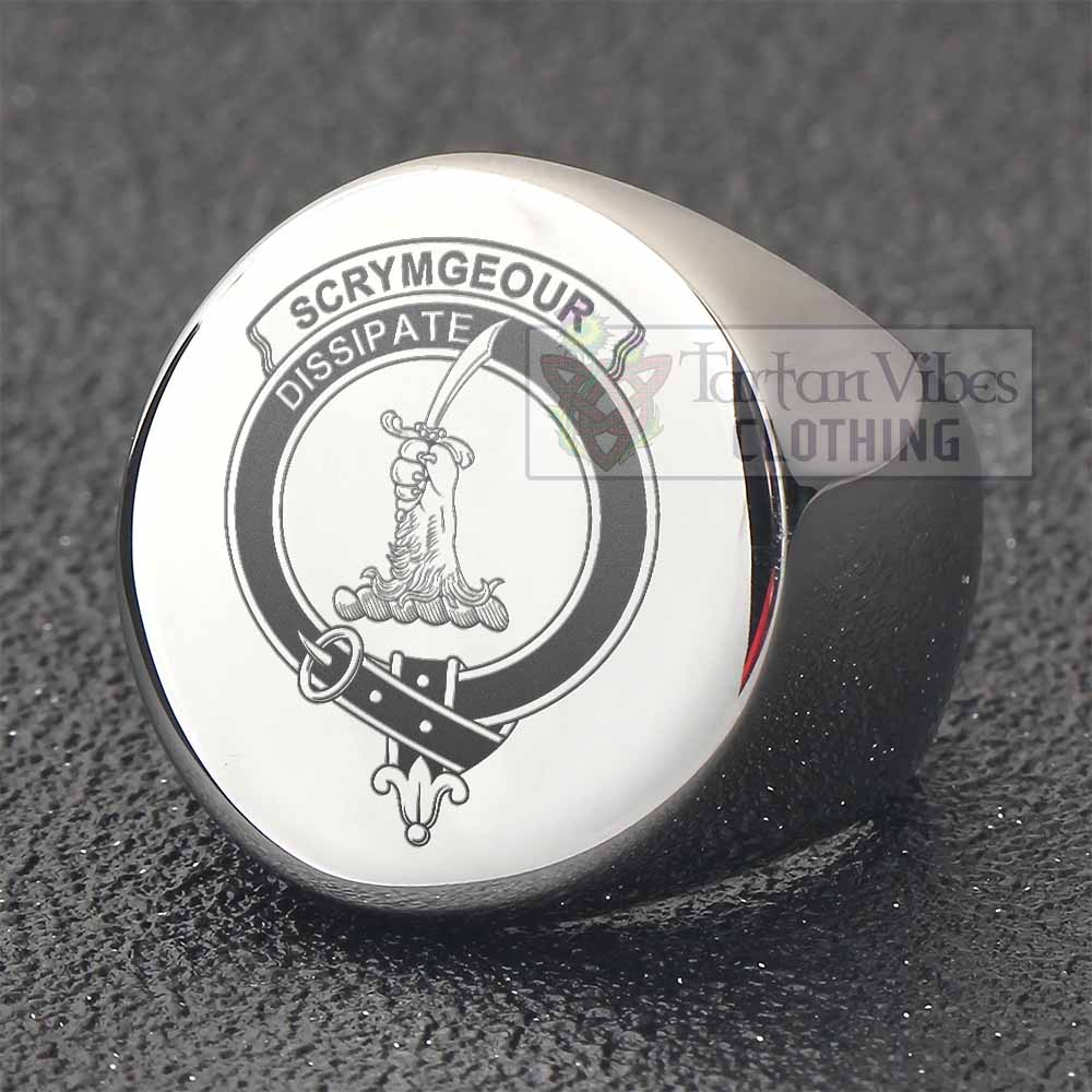 Tartan Vibes Clothing Scrymgeour Clan Crest Engraved Ring