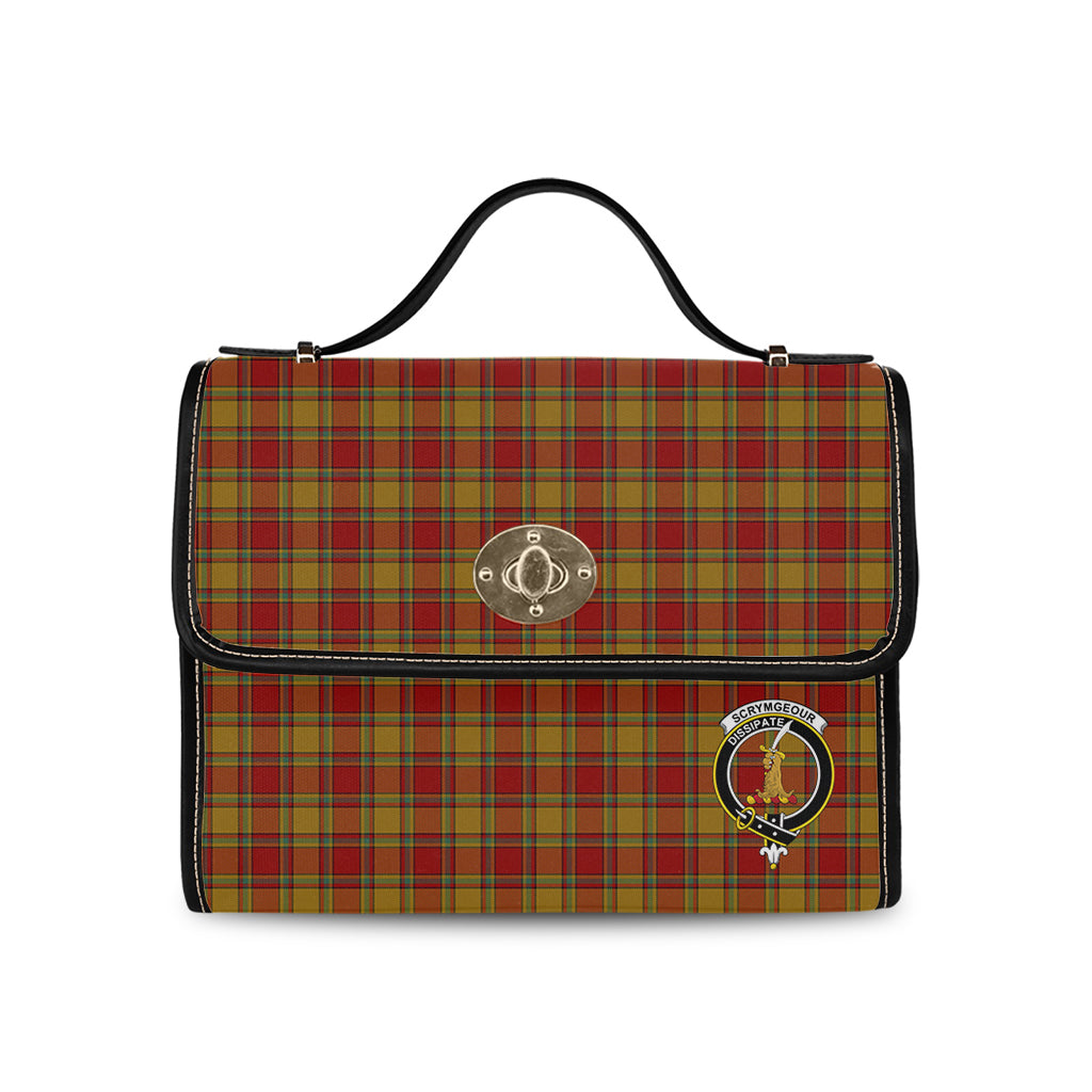 scrymgeour-tartan-leather-strap-waterproof-canvas-bag-with-family-crest