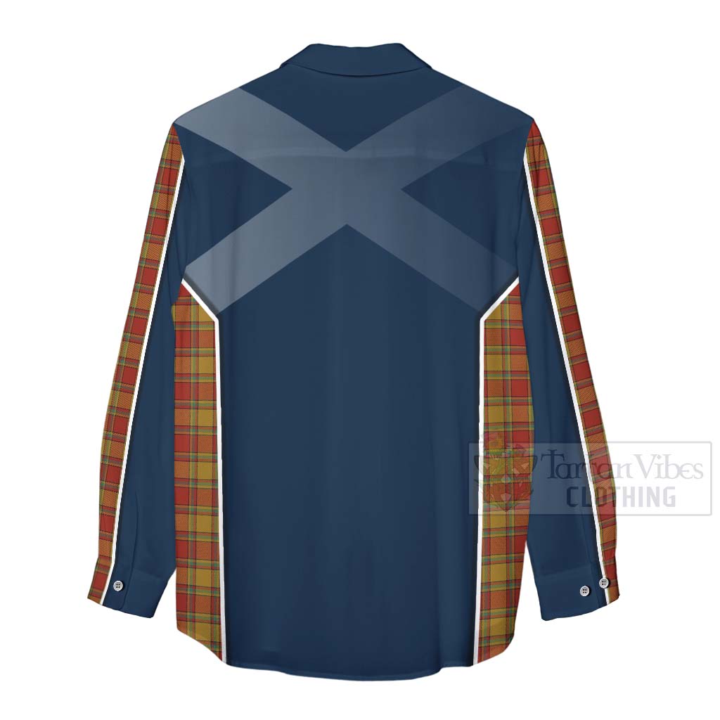 Tartan Vibes Clothing Scrymgeour Tartan Women's Casual Shirt with Family Crest and Scottish Thistle Vibes Sport Style