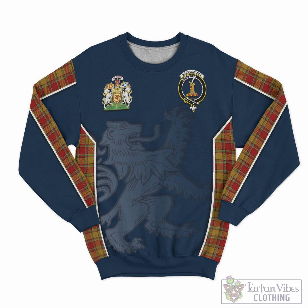 Tartan Vibes Clothing Scrymgeour Tartan Sweater with Family Crest and Lion Rampant Vibes Sport Style