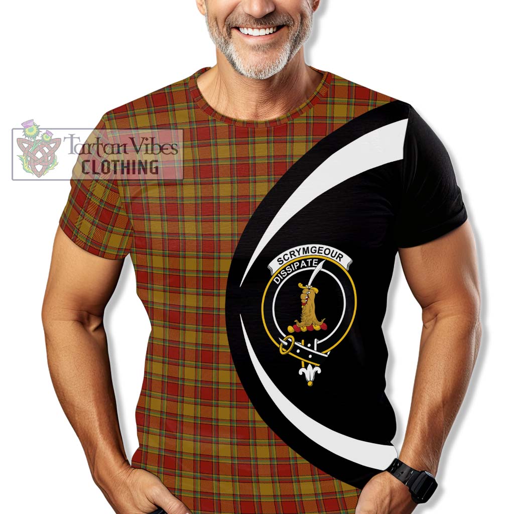 Tartan Vibes Clothing Scrymgeour Tartan T-Shirt with Family Crest Circle Style