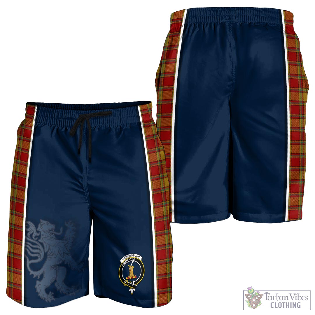 Tartan Vibes Clothing Scrymgeour Tartan Men's Shorts with Family Crest and Lion Rampant Vibes Sport Style