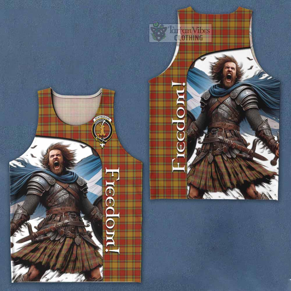 Tartan Vibes Clothing Scrymgeour Crest Tartan Men's Tank Top Inspired by the Freedom of Scottish Warrior