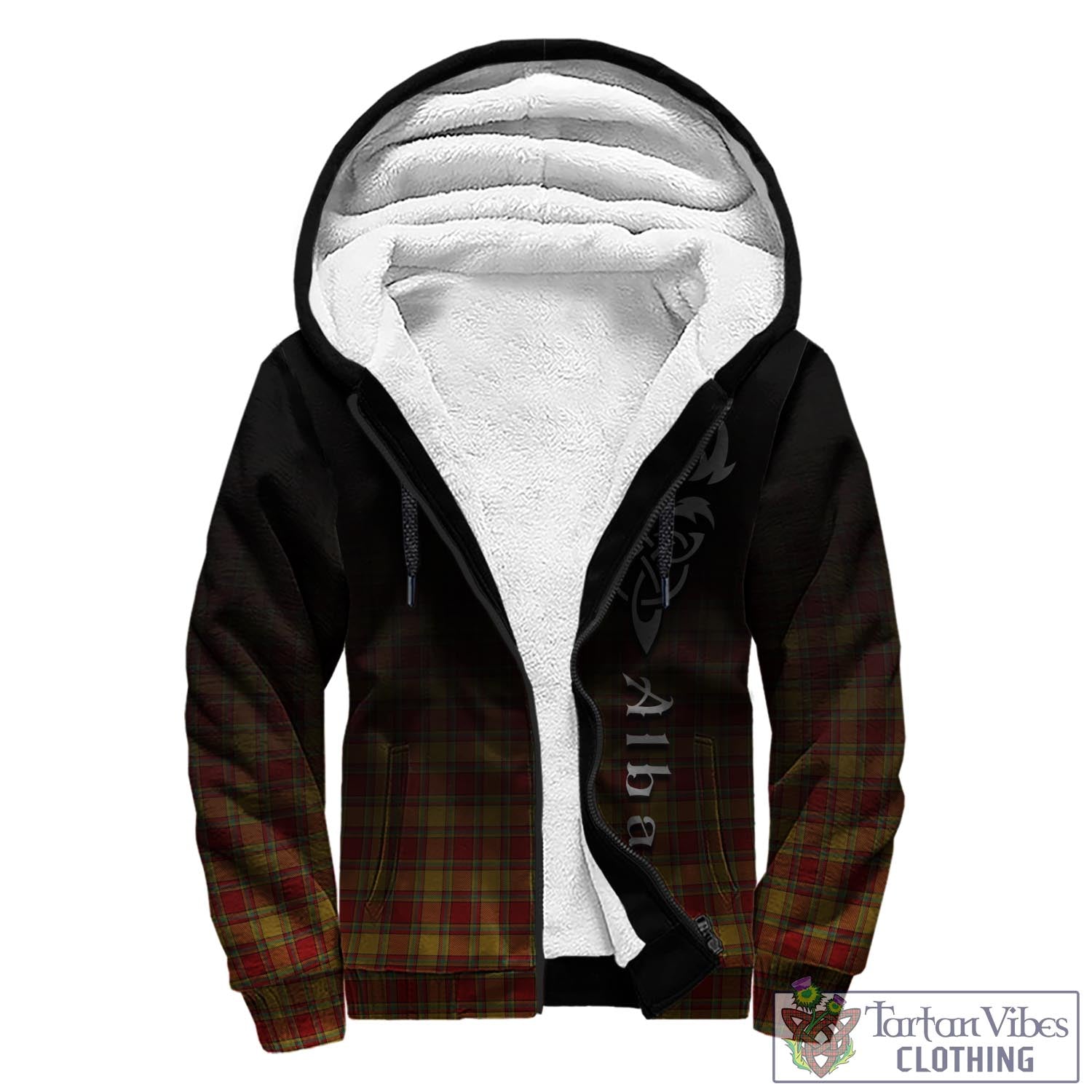 Tartan Vibes Clothing Scrymgeour Tartan Sherpa Hoodie Featuring Alba Gu Brath Family Crest Celtic Inspired