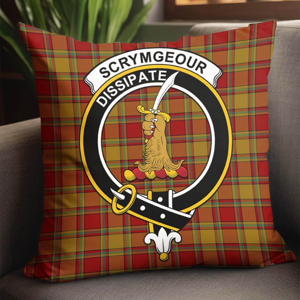 Scrymgeour Tartan Pillow Cover with Family Crest - Tartanvibesclothing