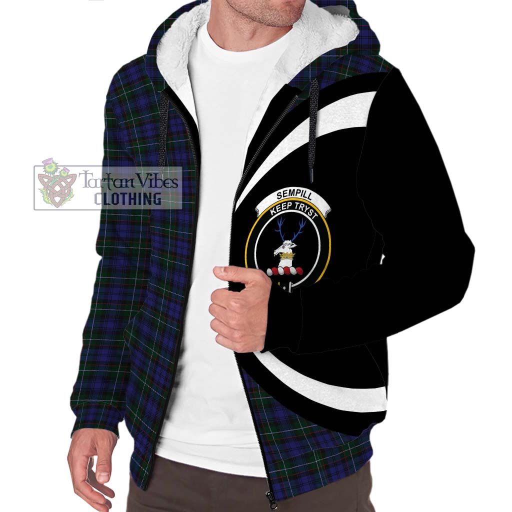 Sempill (Semple) Tartan Sherpa Hoodie with Family Crest Circle Style Unisex S - Tartan Vibes Clothing