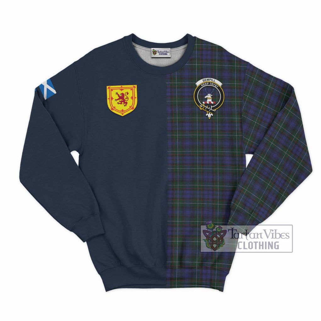 Tartan Vibes Clothing Sempill Tartan Sweatshirt with Scottish Lion Royal Arm Half Style