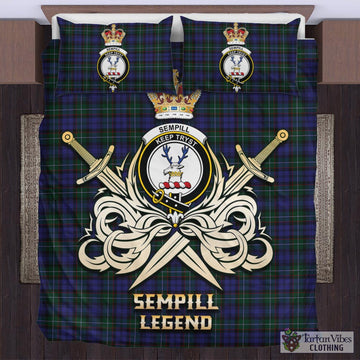 Sempill (Semple) Tartan Bedding Set with Clan Crest and the Golden Sword of Courageous Legacy